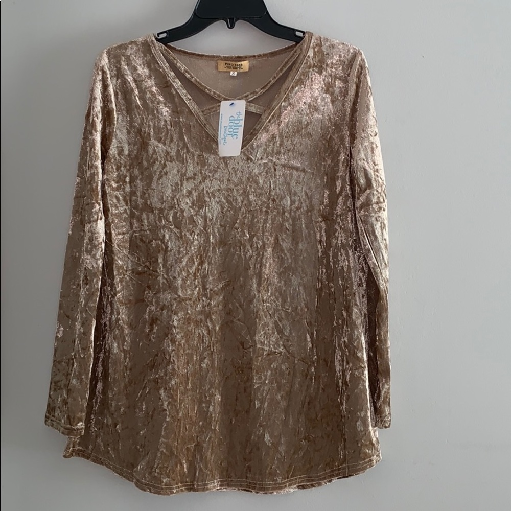 Piko 1988 Gold Velvet Tunic Top size small